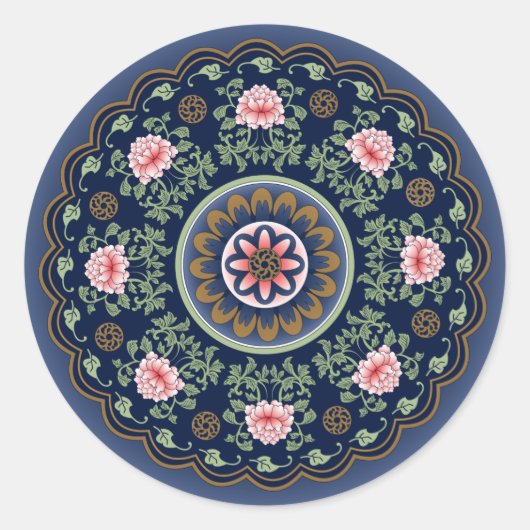 Mah Jongg Pattern Ronde Sticker (Voorkant)