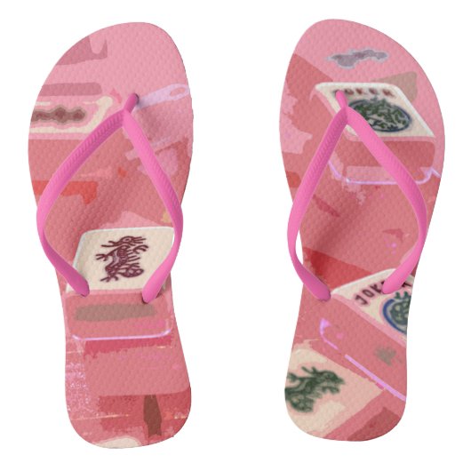 Mah Jongg Pink Tiles Teenslippers (Voetbed)