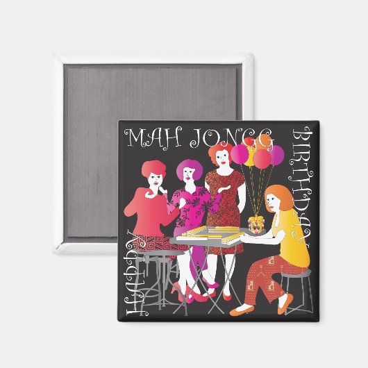Mah Jongg Present Birthday Magnet (Voorkant / Achterkant)