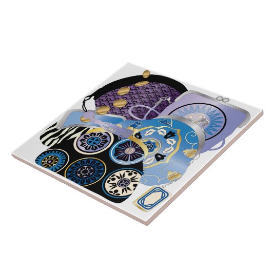 Mah Jongg Purses Blue Tile Tegeltje (Zijkant)