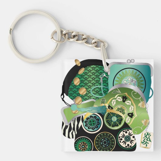 Mah Jongg Purses Green/Red Sleutelhanger (Voorkant)