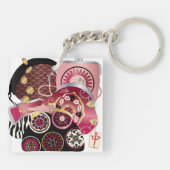 Mah Jongg Purses Green/Red Sleutelhanger (Achterkant)
