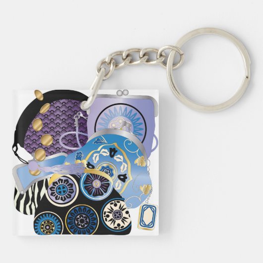 Mah Jongg Purses Red/Blue Sleutelhanger (Achterkant)