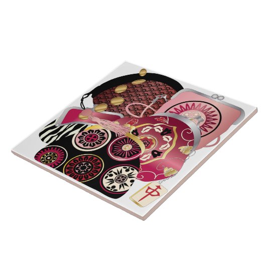 Mah Jongg Purses Red Tile Tegeltje (Zijkant)