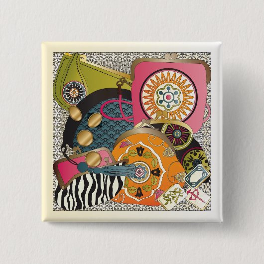 Mah Jongg Purses Vierkante Button 5,1 Cm (Voorkant)