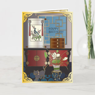 Mah Jongg Red Cabinet Birthday Kaart