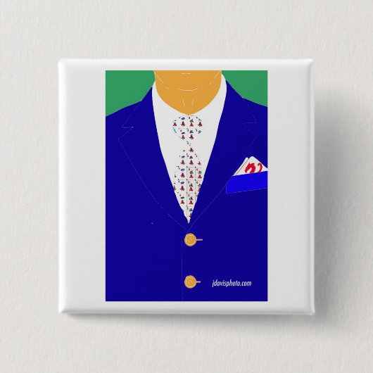 Mah Jongg Red Dragon Pin Vierkante Button 5,1 Cm (Voorkant)