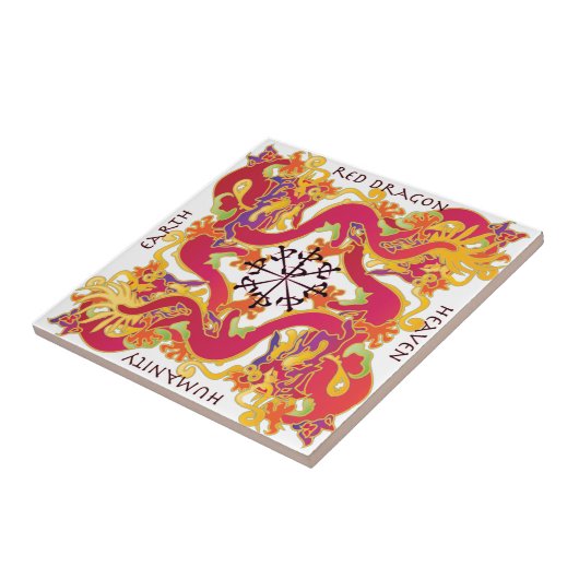 Mah Jongg Red Dragon Tile Tegeltje (Zijkant)