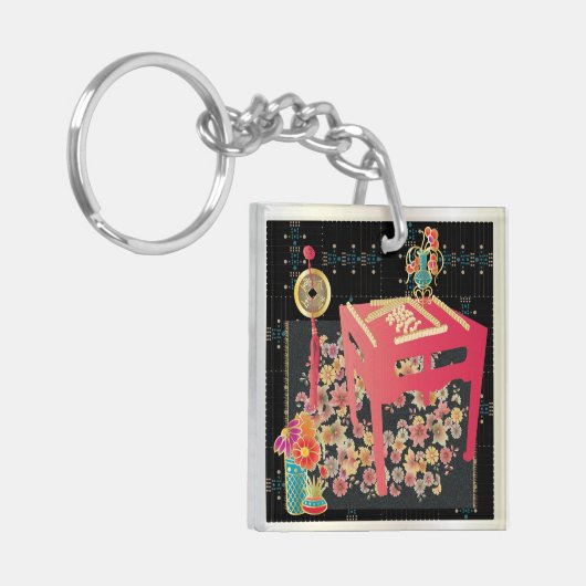 Mah Jongg Red Table Sleutelhanger (Voorkant Links)