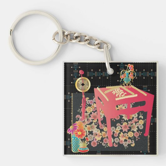 Mah Jongg Red Table Sleutelhanger (Voorkant)