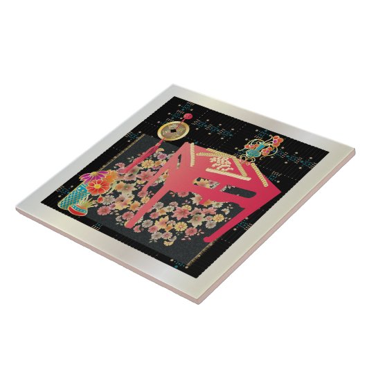 Mah Jongg Red Table Tegeltje (Zijkant)