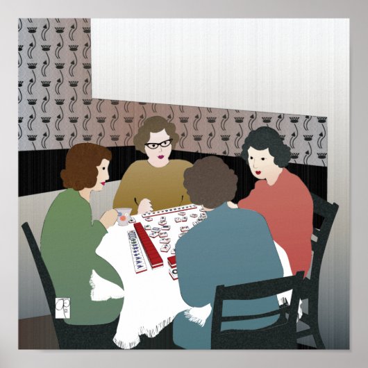 Mah Jongg Retro-Poster Poster (Voorkant)