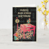 Mah Jongg Rood Tafel Kaart (Gele Bloem)