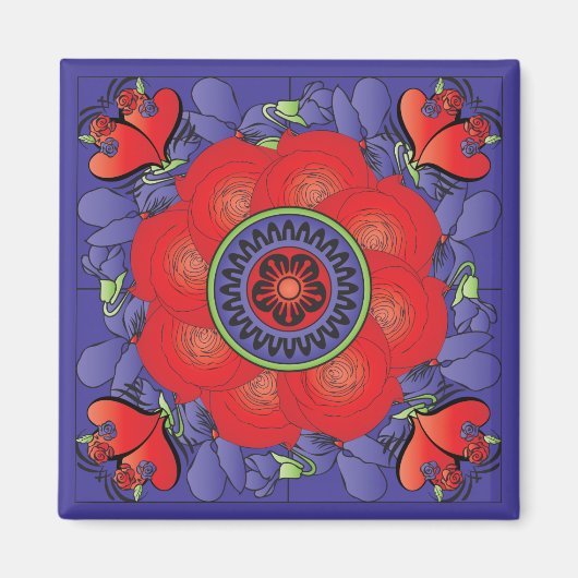 Mah Jongg Rozen magneet (Voorkant)