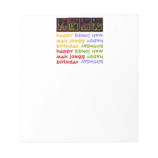 Mah Jongg Seasons Birthday Notitieblok (Voorkant)
