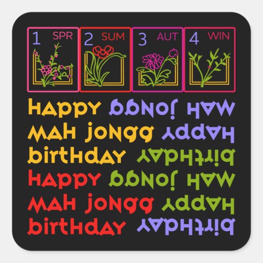 Mah Jongg Seasons Birthday Vierkante Sticker (Voorkant)