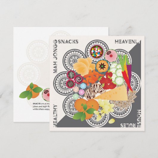 Mah Jongg Snacks Flat Kaart (Voorkant / Achterkant)