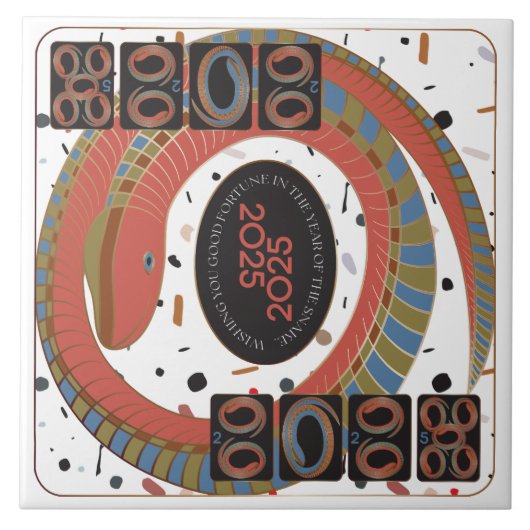 Mah Jongg Snake 2025 Keramische Tegel Tegeltje (Voorkant)