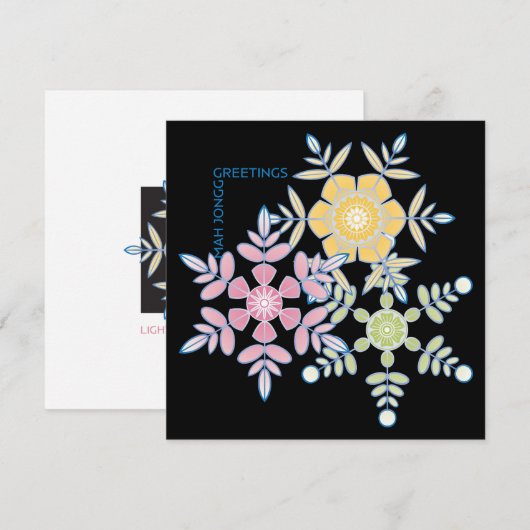 Mah Jongg Snowflake Greetings Flat Card Kaart (Voorkant / Achterkant)