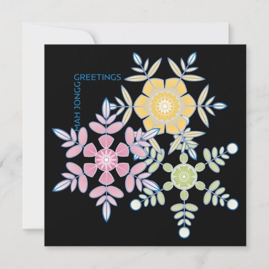Mah Jongg Snowflake Greetings Flat Card Kaart (Voorkant)