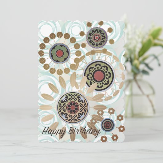 Mah Jongg Starburst Stippen Birthday Flat Kaart (Staand voorkant)