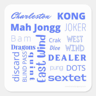 Mah Jongg sticker in blauw
