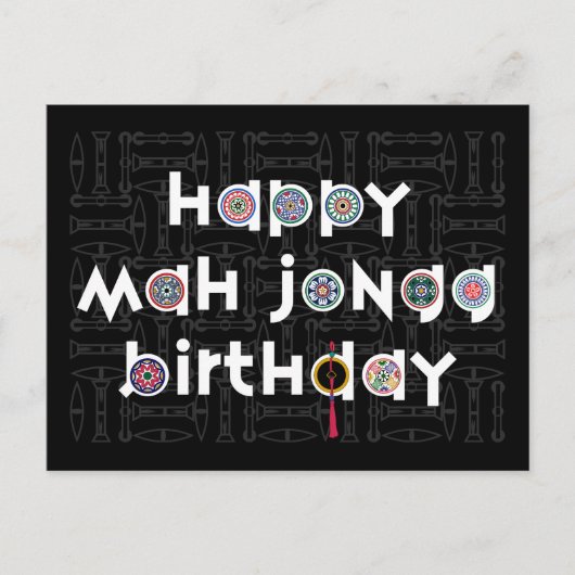 Mah Jongg Stippen Verjaardag Briefkaart (Voorkant)
