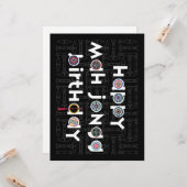 Mah Jongg Stippen Verjaardag Kaart (Voorkant / Achterkant in situ)