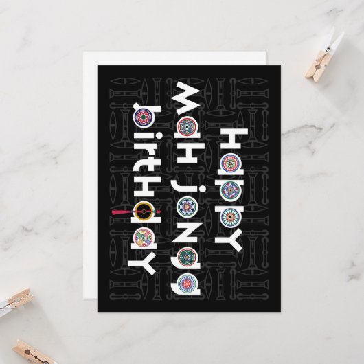 Mah Jongg Stippen Verjaardag Kaart (Voorkant / Achterkant in situ)