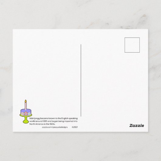 Mah Jongg Taart Verjaardag Briefkaart (Achterkant)