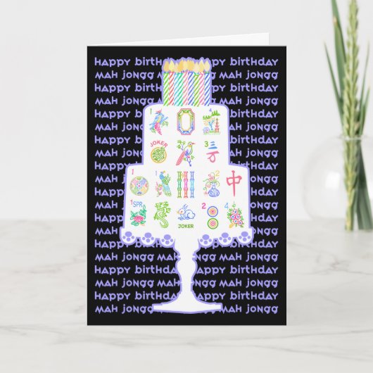 Mah Jongg Taart Verjaardag Kaart (Voorkant)
