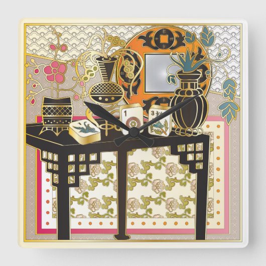 Mah Jongg Table Vierkante Klok (Voorkant)