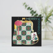 Mah Jongg Tas Kerstkaart Kaart (Staand voorkant)