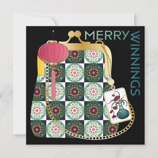 Mah Jongg Tas Kerstkaart Kaart (Voorkant)