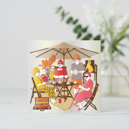 Mah Jongg Tea Party Kaart (Staand voorkant)