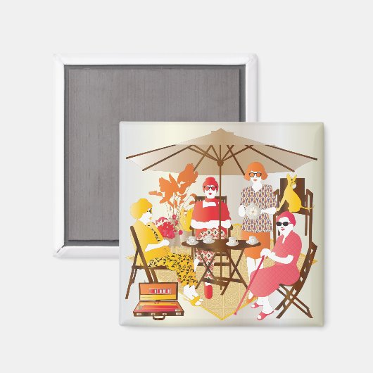 Mah Jongg Tea Party Magneet (Voorkant / Achterkant)