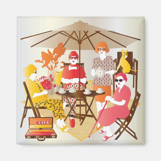 Mah Jongg Tea Party Magneet (Voorkant)