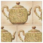 Mah Jongg Teapot Fabric Stof (Close Up)