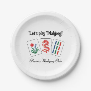 Mah jongg Tegels #2 “Laten we Mahjong spelen!” Ser Papieren Bordje