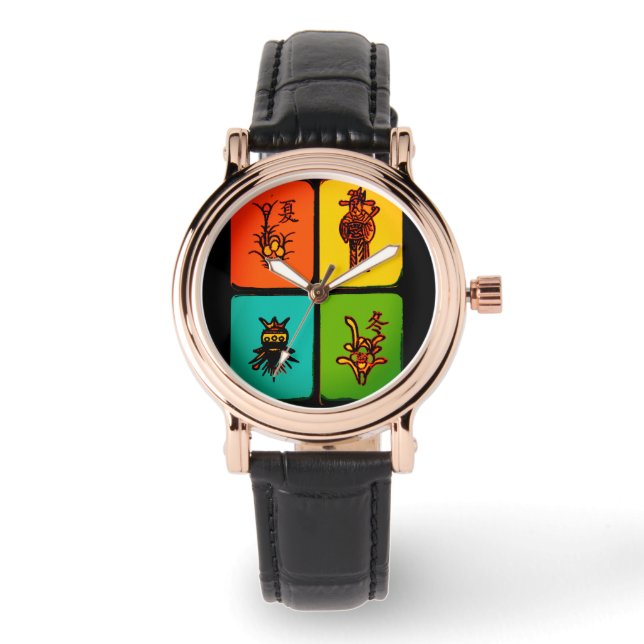 Mah Jongg  Tegels Horloge (Voorkant)