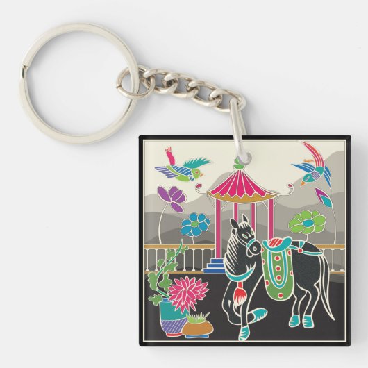 Mah Jongg Tegels Horse Sleutelhanger (Voorkant)