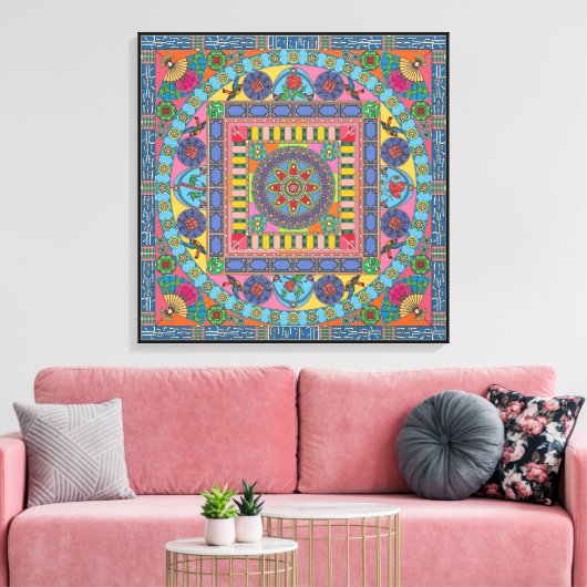 Mah Jongg Tegels Mandala Canvas (Insitu (Woonkamer))