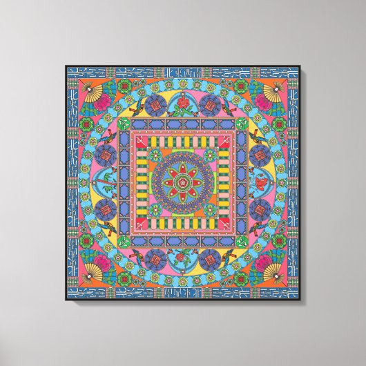 Mah Jongg Tegels Mandala Canvas (Voorkant)