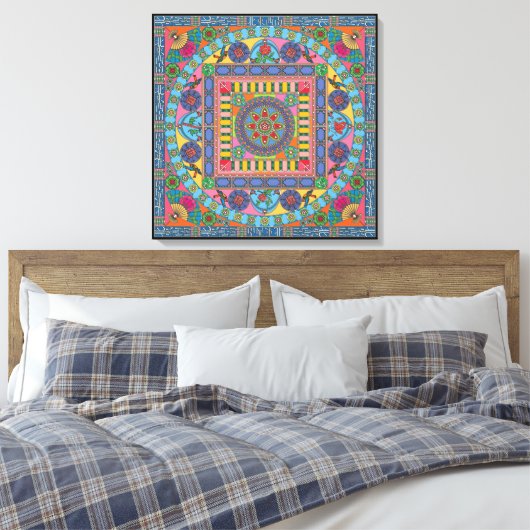 Mah Jongg Tegels Mandala Canvas (Insitu (Slaapkamer))