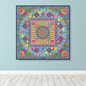 Mah Jongg Tegels Mandala Canvas Afdruk (Insitu (Houten vloer))