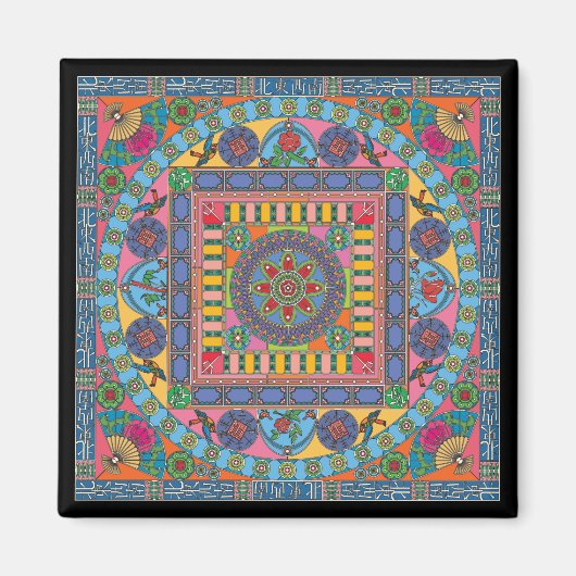 Mah Jongg Tegels Mandala Magnet (Voorkant)