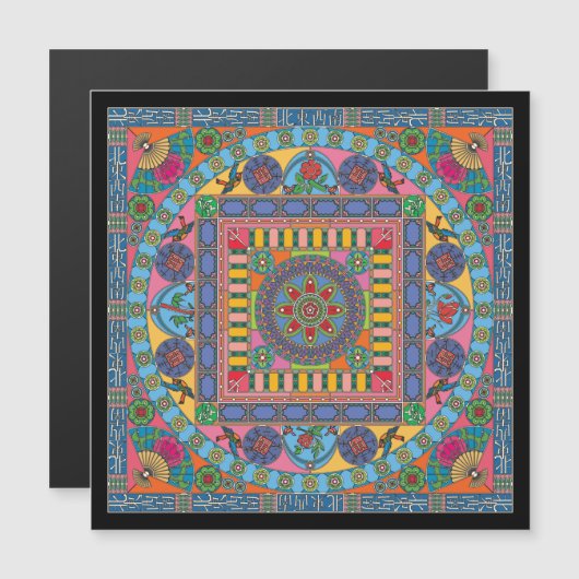 Mah Jongg Tegels Mandala Magnet Flat (Voorkant / Achterkant)