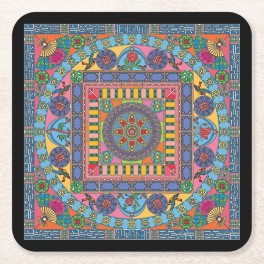 Mah Jongg Tegels Mandala Onderzetters (Voorkant)