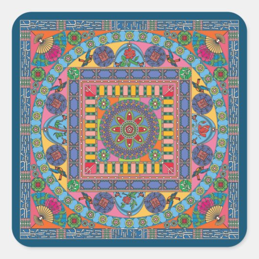 Mah Jongg Tegels Mandala Stickers (Voorkant)