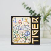 Mah Jongg Tiger Kaart (Staand voorkant)